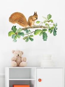 Kids Squirrel Print Wall Sticker - Multicolor - View 6