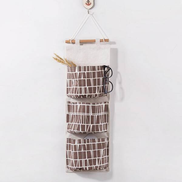

Geometric Pattern Hanging Storage Bag, Coffee brown