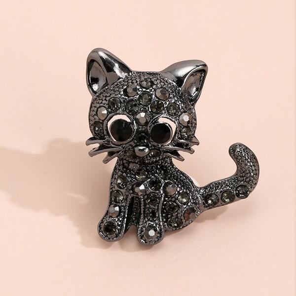 

Rhinestone Animal Brooch, Black
