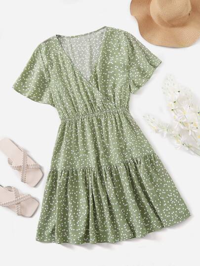 Vestido con estampado de corazón cruzado delantero