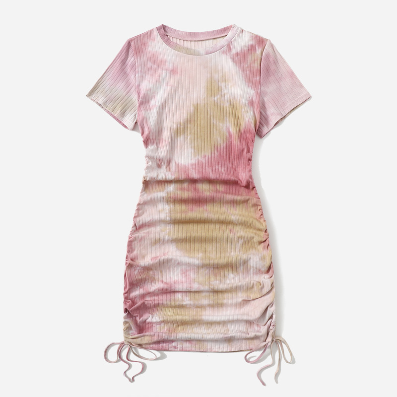 

Tie Dye Drawstring Ribbed Dress, Multicolor