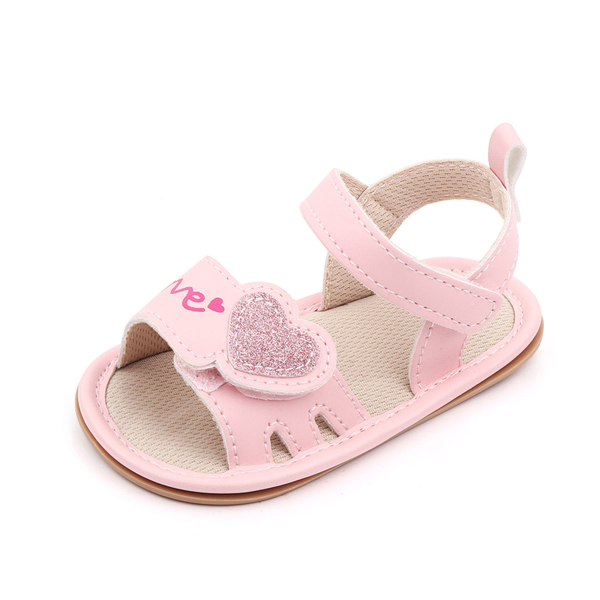 

Baby Girl Glitter Decor Ankle Strap Sandals, Pink