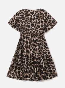 SHEIN LUNE Đầm Plus Size Viên lá sen Tất cả trên in Boho - Nhiều màu - Xem 3