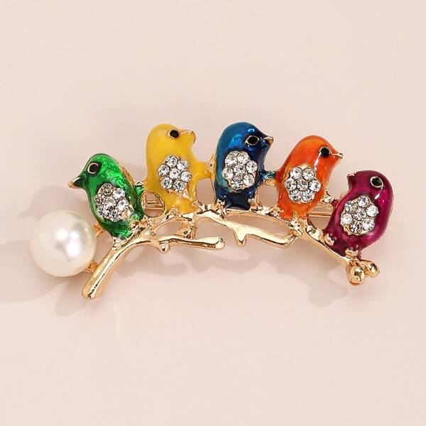 

Rhinestone Detail Bird Brooch, Multicolor