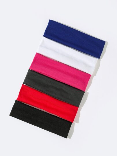 6 قطع من أساور الشعر الرياضية الصلبة العادية