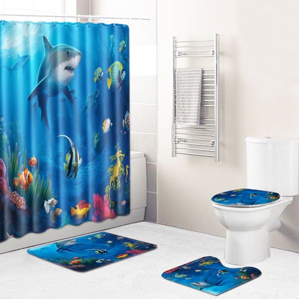 

1pc Animal Print Shower Curtain Or 1pc Bath Mat, Multicolor