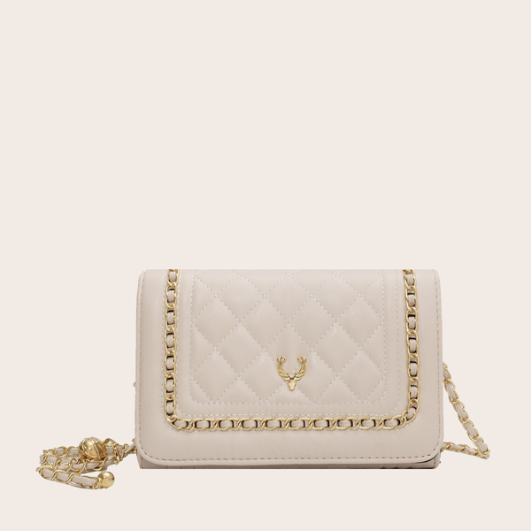 

Stitch Trim Quilted Crossbody Bag, Beige