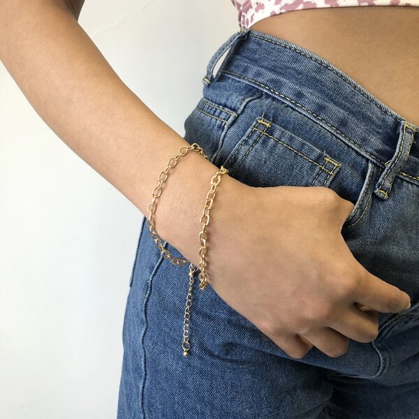 

2pcs Simple Bracelet, Gold