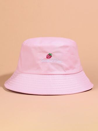 Sombrero Cubo Bordado De Fresa