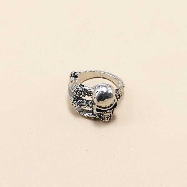 

Men Skull Decor Ring, Silver