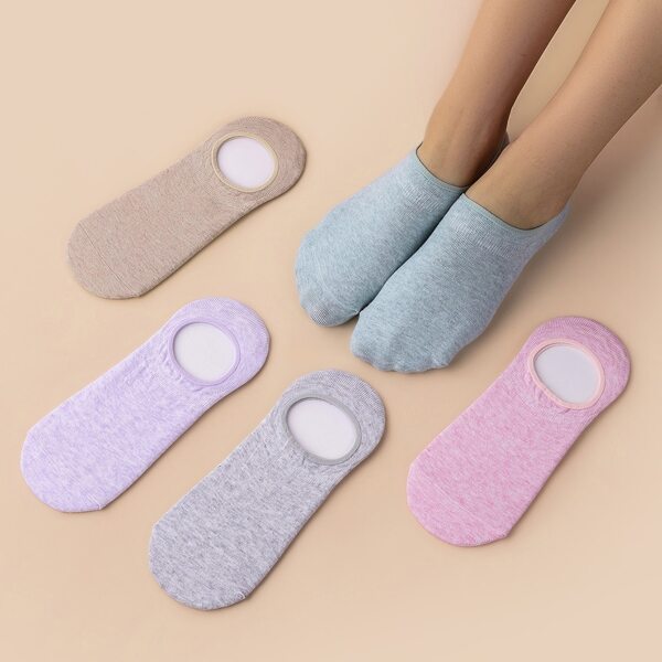 

5pairs Solid Invisible Socks, Multicolor