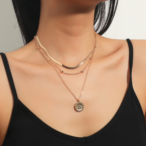 

Round Ball Decor Layered Necklace, Gold