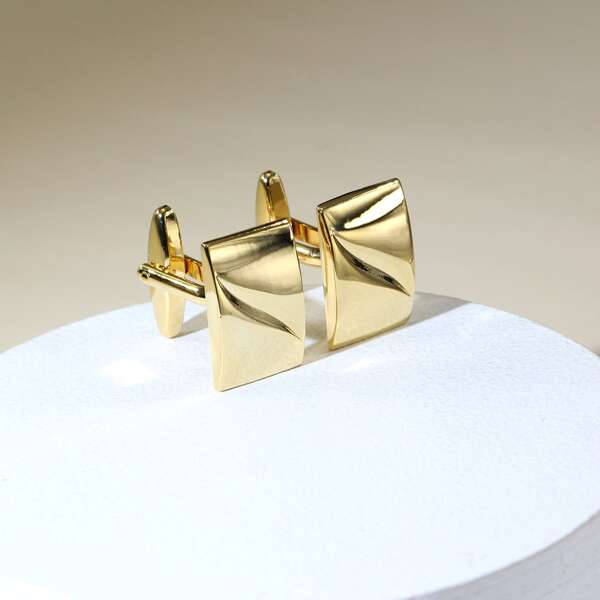 

1pair Men Geometric Cufflinks, Gold