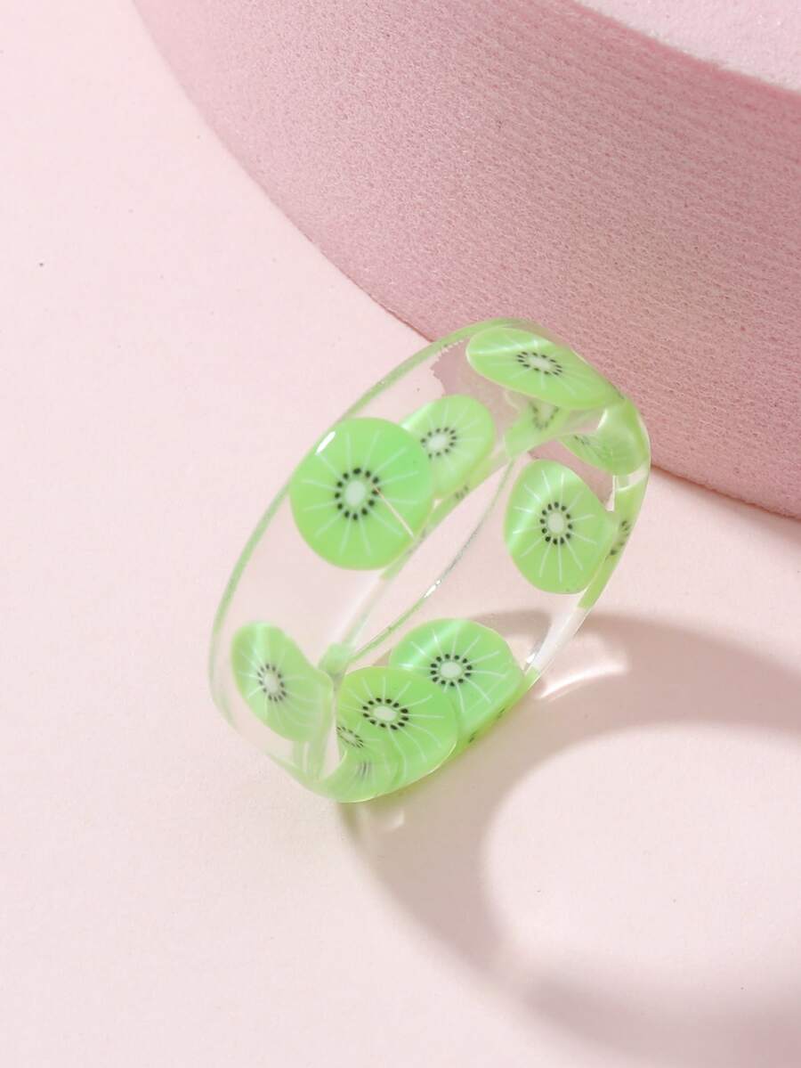 小女童水果裝飾戒指 - 綠色 - 查看 1