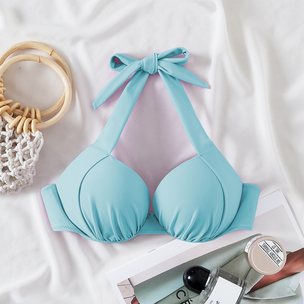 

Halter Push Up Bikini Top, Baby blue