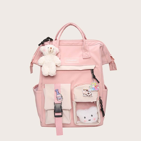 

Two Tone Large Capacity School Bag, Multicolor