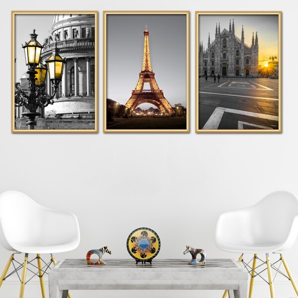 

3pcs Building Print Unframed Painting, Multicolor