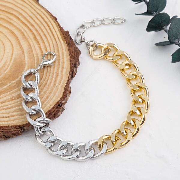 

Color Block Chain Bracelet, Gold