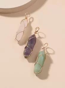 3入組石頭吊墜DIY首飾飾品 - 彩色 - 查看 1