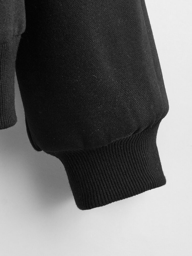 Muchica Capucha con cremallera unicolor de hombros caídos - Negro - Añade 3