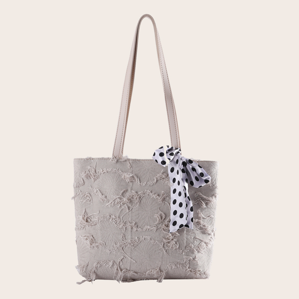 

Twilly Scarf Decor Tote Bag, Beige