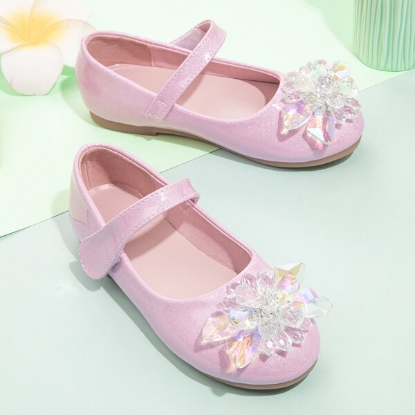 

Toddler Girls Crystal Flower Decor Flats, Pink