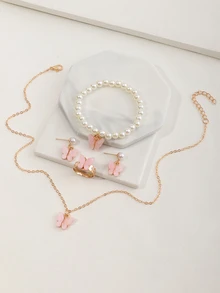 5入組女孩蝴蝶吊墜首飾套裝