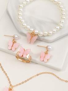 5入組女孩蝴蝶吊墜首飾套裝
