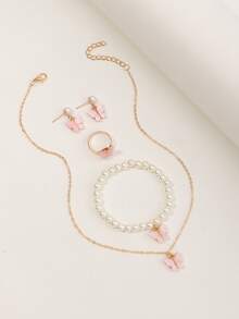5入組女孩蝴蝶吊墜首飾套裝