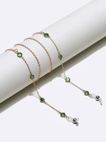 1pc Copper Green Glass Glasses Chain, Casual For Women, Vacation - Gold - View 1