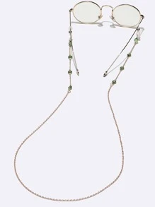 1pc Copper Green Glass Glasses Chain, Casual For Women, Vacation - Gold - View 2