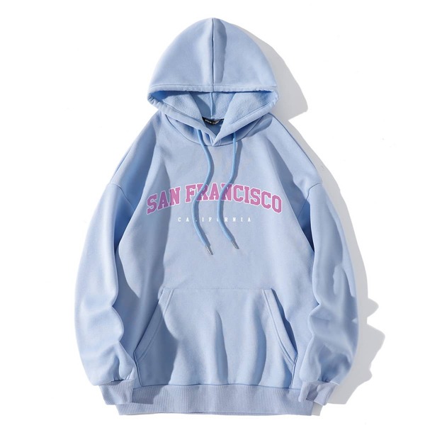 

Letter Graphic Kangaroo Pocket Thermal Drawstring Hoodie, Baby blue