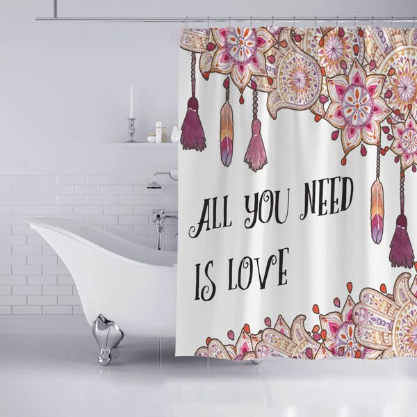 

Slogan Graphic Shower Curtain, Multicolor