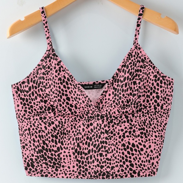 

Allover Print Crop Cami Top, Pink