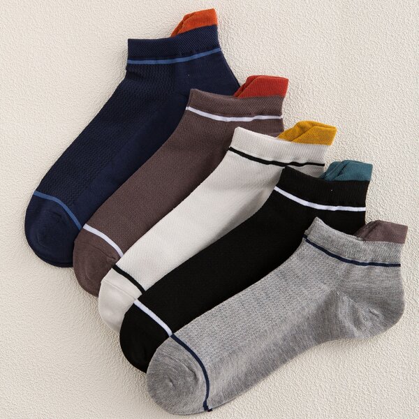 

5pairs Men Simple Ankle Socks, Multicolor