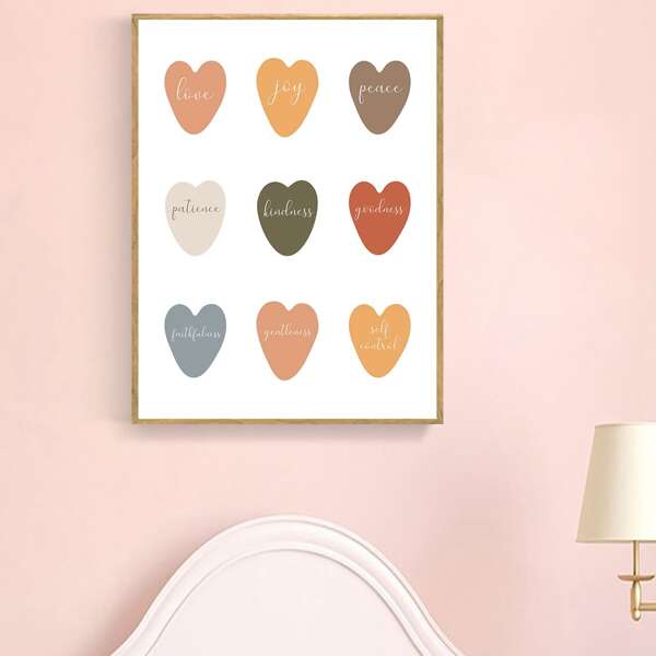 

Heart Print Kids Unframed Painting, Multicolor