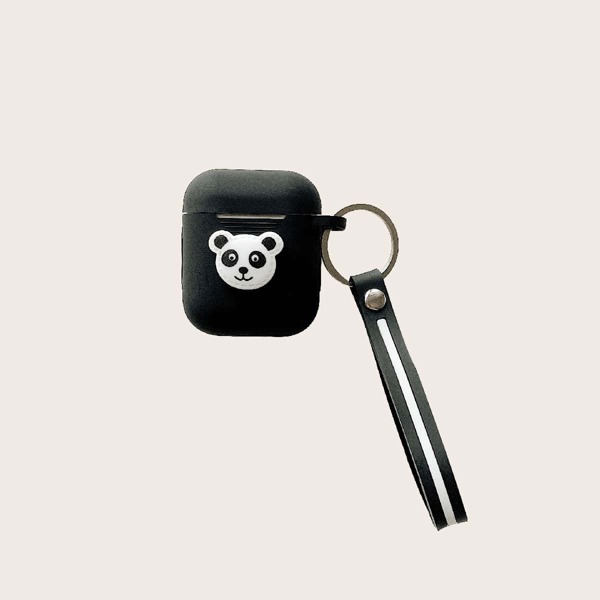 

Panda Decor Case For Airpods With Keychain, Black