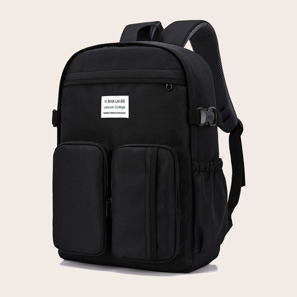 

Letter Graphic Pocket Front Backpack, Black