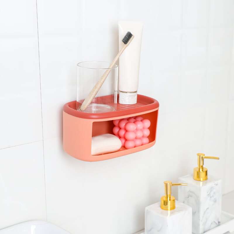 

1pc Double Layer Storage Rack, Pink
