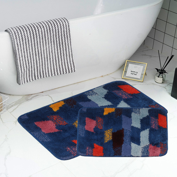 

1pc Geometric Pattern Bath Mat, Multicolor