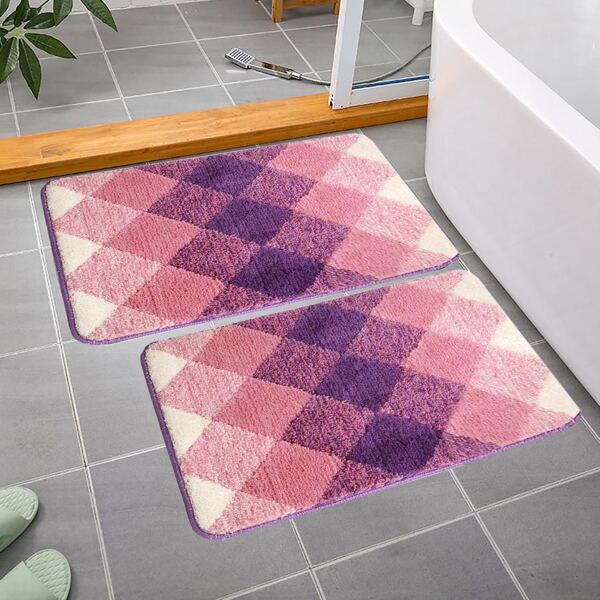 

1pc Geometric Pattern Bath Mat, Multicolor