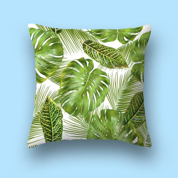 

Leaf Print Cushion Cover Without Filler, Green