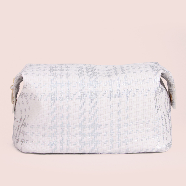 

Braided Square Makeup Bag, White