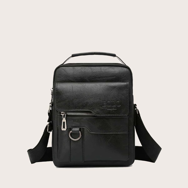 

Men Pocket Front Crossbody Bag, Black