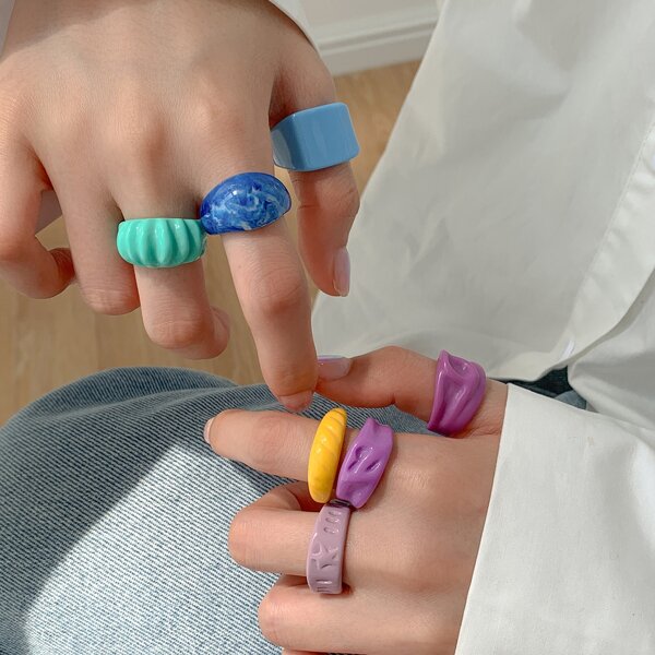 

7pcs Solid Ring, Multicolor