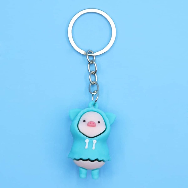 

Cartoon Pig Charm Keychain, Multicolor