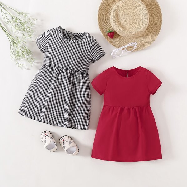 

Baby Girl 1 Gingham Dress & 1 Solid Dress, Multicolor
