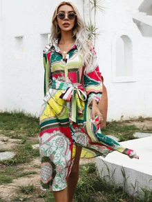 Đầm Thắt lưng Họa tiết Chain Boho - Nhiều màu - Xem 3