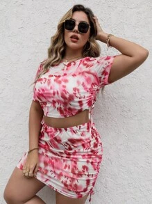 Bộ thời trang Plus Size Dây kéo Cà vạt nhuộm Gợi cảm - Nhiều màu - Xem 3