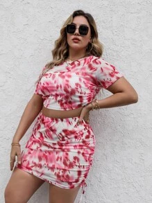 Bộ thời trang Plus Size Dây kéo Cà vạt nhuộm Gợi cảm - Nhiều màu - Xem 4